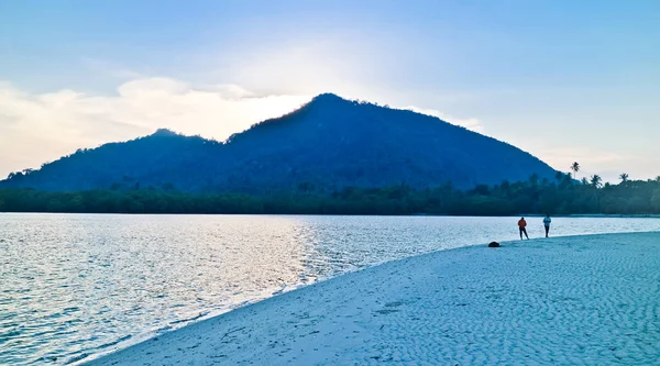 Hermosa Vista Playa Atardecer Isla Pahawan Lampung Sumatera Indonesia Pahawan — Foto de Stock