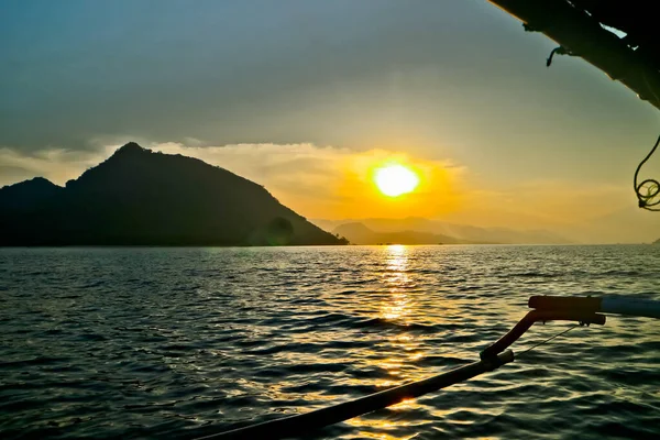 Schöner Blick Auf Den Sonnenuntergang Auf Der Insel Pahawan Lampung — Stockfoto
