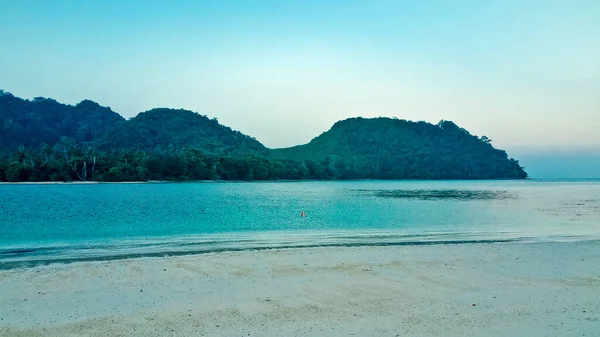 Vista Panorámica Playa Del Paraíso Tropical Isla Pahawan Lampung Sumatera — Foto de Stock