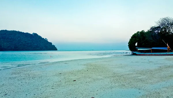 Vista Panorámica Playa Del Paraíso Tropical Isla Pahawan Lampung Sumatera — Foto de Stock