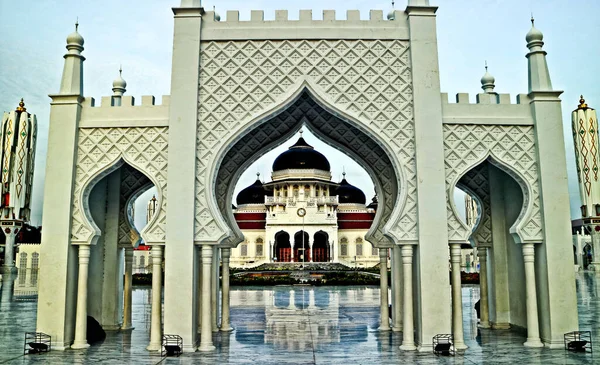 Moschea Baiturrahman Aceh Indonesiala Moschea Baiturahman Una Moschea Storica Testimoniato — Foto Stock