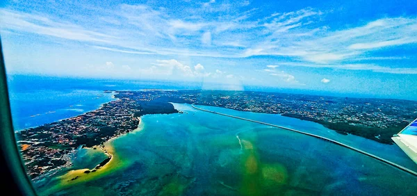 Beautiful View Island Bali Labuan Bajo Plane Window Journey Island — Stock Photo, Image