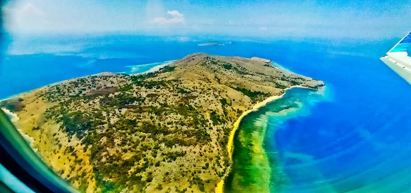 Beautiful View Island Bali Labuan Bajo Plane Window Journey Island — Stock Photo, Image