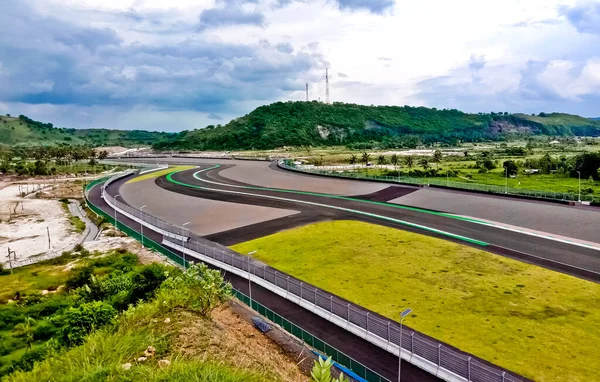 Moto GP race track taken at Mandalika Circuit, Indonesia. Even though it has not been used, the MotoGP racers admit that the Mandalika circuit is the most beautiful circuit in the world
