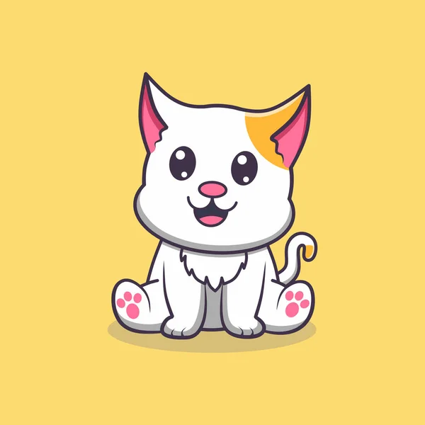 Cute Kot Doodle Ilustracja Kot Kreskówka Zarys — Wektor stockowy