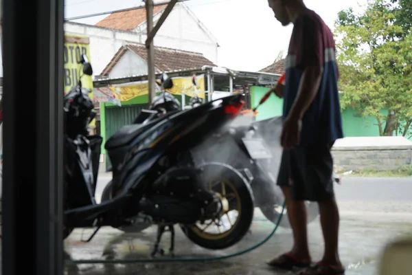 Lamongan Indonesia March 2022 Wash Your Motorbike Motorbike Wash Shop — 스톡 사진