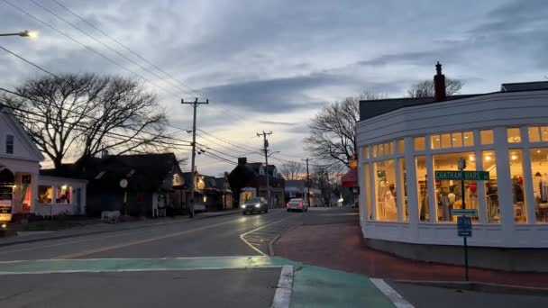 Downtown Chatham Cape Cod Massachusetts Noite — Vídeo de Stock