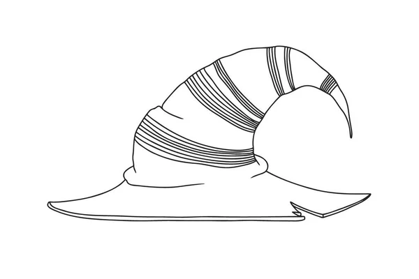 女巫帽草图 帽子间有尖尖的光环 素描式矢量图解 — 图库矢量图片
