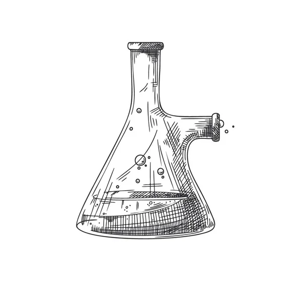化学实验室物品的素描 烧杯和试管 发现和化学符号 — 图库矢量图片