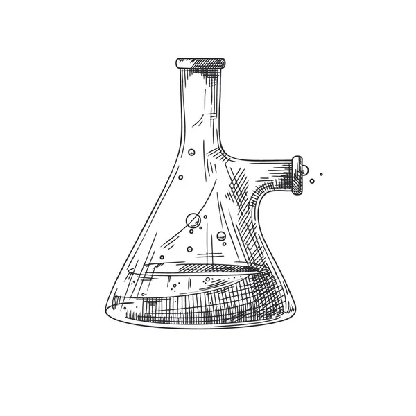 Esbozo Objeto Químico Laboratorio Frascos Vasos Tubos Ensayo Farmacéuticos Símbolo — Vector de stock