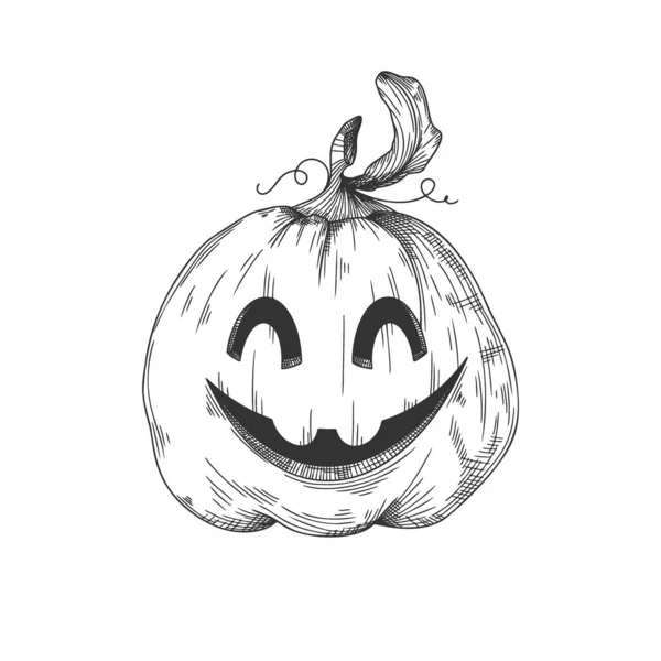 Dynia Uśmiechniętą Twarzą Dynia Halloween Szczęśliwego Halloween Wektor Ilustracji — Wektor stockowy