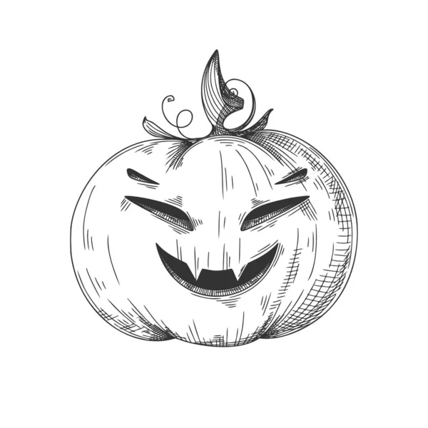 Abóbora Com Rosto Sorridente Abóbora Halloween Feliz Halloween Vector Ilustração — Vetor de Stock