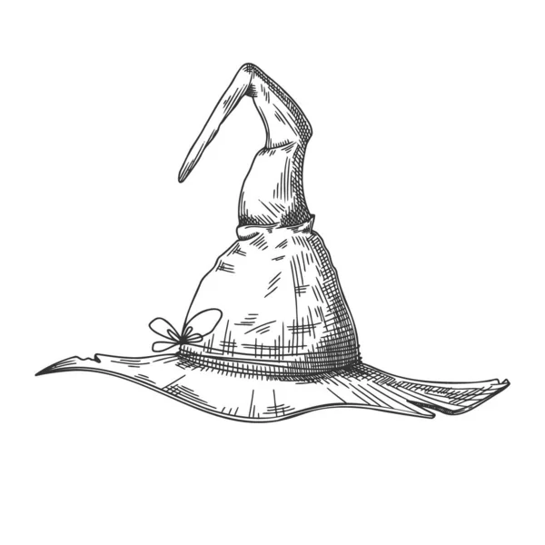 Esbozo Del Sombrero Bruja Sombrero Halloween Apuntado Ilustración Vectorial Estilo — Archivo Imágenes Vectoriales