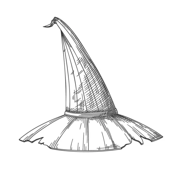 女巫帽草图 帽子间有尖尖的光环 素描式矢量图解 — 图库矢量图片