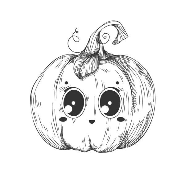 Pompoen Met Een Lachend Gezicht Halloweenpompoen Gelukkige Halloween Vector Illustratie — Stockvector