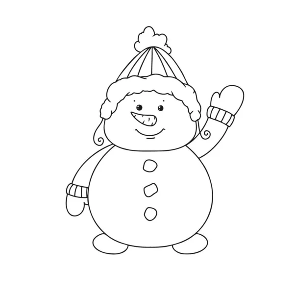 Cute Christmas Snowman Doodle Style Vector Illustration Christmas New Year — Wektor stockowy