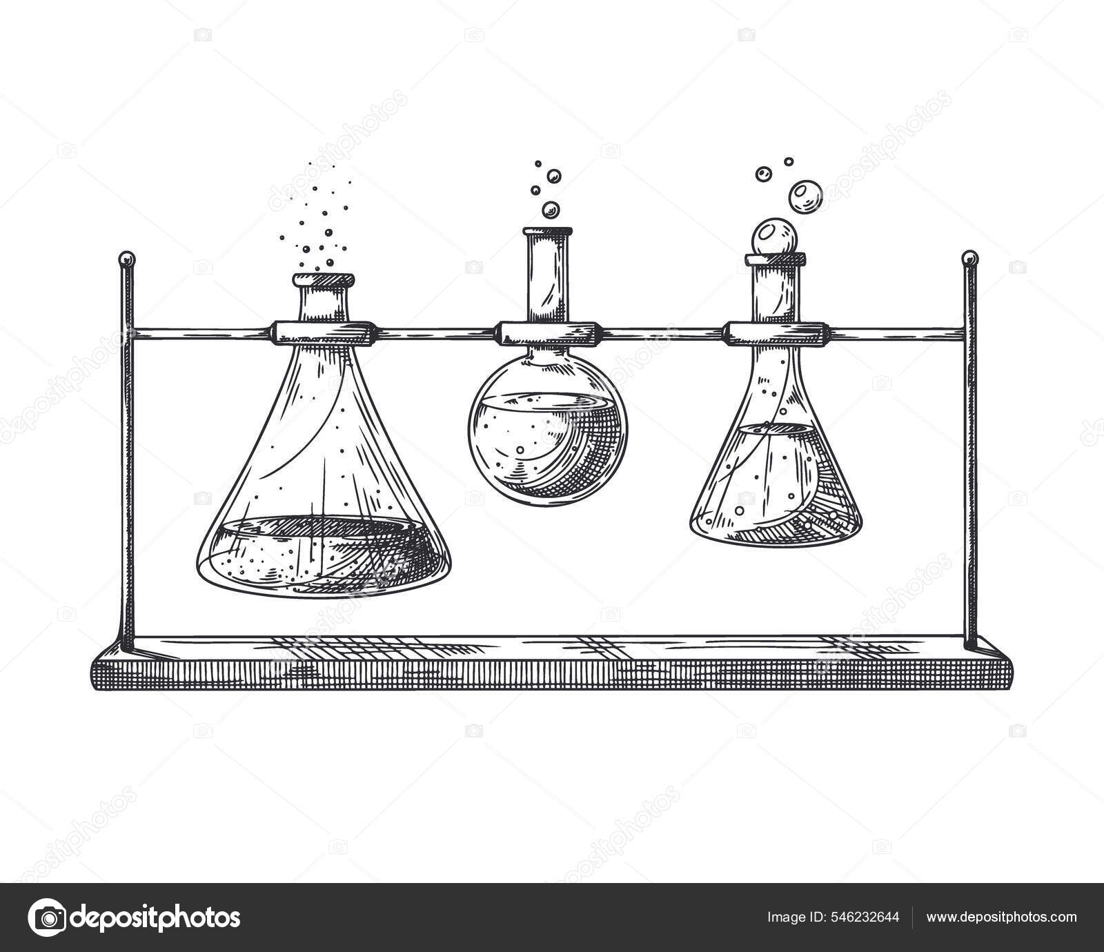 Science lab beakers sketch Stock Vector Image & Art - Alamy