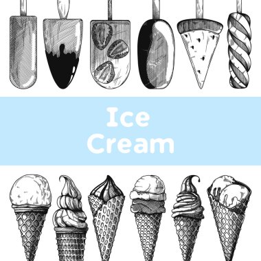 Dondurmalı desen. Gerçekçi dondurma. Robot resim biçiminde vektör illüstrasyonu.