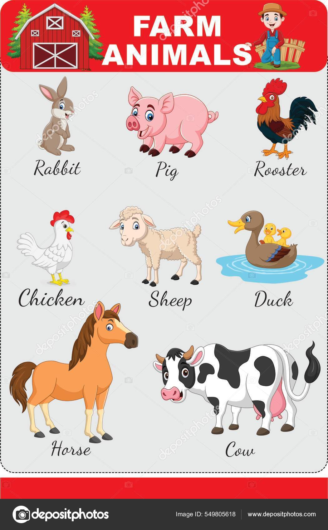 Set Farm Animals Stock Vector Image by ©@ #549805618