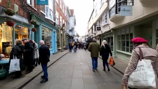 York Yorkshire Großbritannien November 2021 Einkaufende Menschen Auf Der Stonegate — Stockvideo