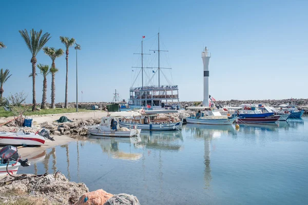 Fishing boats bay in Side harbor. Turkish Riviera.