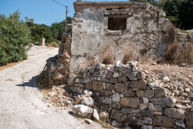Remains of house destroyed by earthquake in Old Skala village, Kefalonia, Ionian islands region of Greece.
