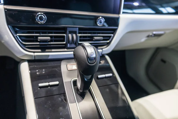 Porsche Macan car interior and gearbox shift handle — Stock Photo, Image