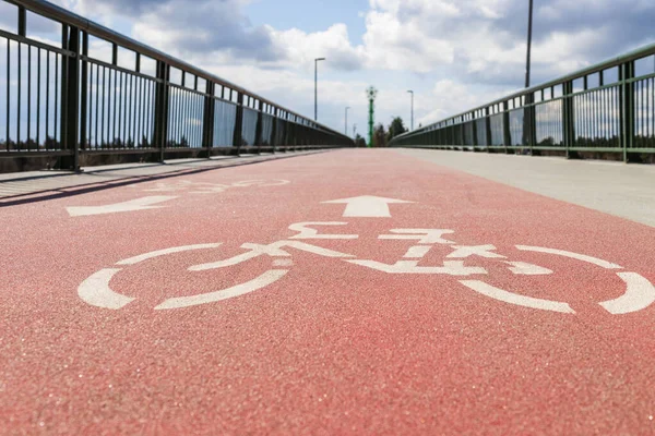 The bicycle sign, Bicycle lane symbol indicated the road for bicycles on the pedestrian bridge