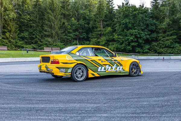 Bmw Drift Race Car Asphalt Drift Show Alytus Lithuania July — Stok fotoğraf