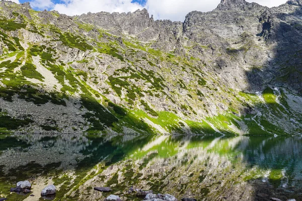 Black Lake Mountain Lake Polish Side Mount Rysy Tatra Mountains — Foto de Stock