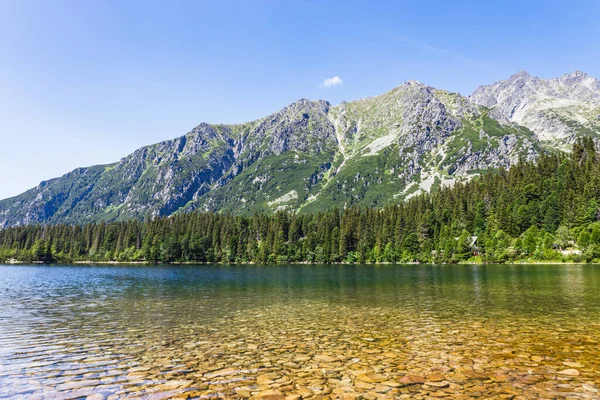 Poprad Mountain Lake Popradske Pleso Mountain Lake Located High Tatras — Foto de Stock