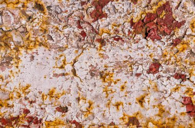 The background of aged paint on metal. Peeling paint texture.