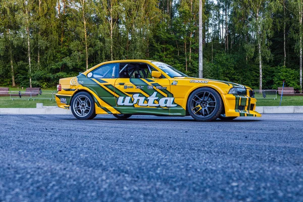 Bmw Drift Race Car Asphalt Drift Show Alytus Lithuania July — Stok fotoğraf