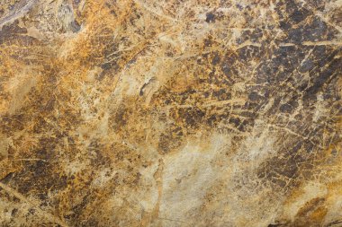 Natural stone background with golden veins. Granite slab stone, rustic matt texture.