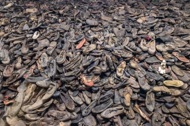 Prisoners shoes in the Auschwitz - Birkenau concentration camp. Oswiecim, Poland, 17 July 2022.