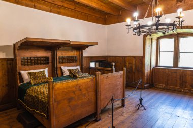 The bedrooms in the Medieval Orava Castle. Oravsky Podzamok, Slovakia, 21 July 2022.