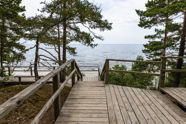 A wooden platform near the Baltic sea in Latvia.