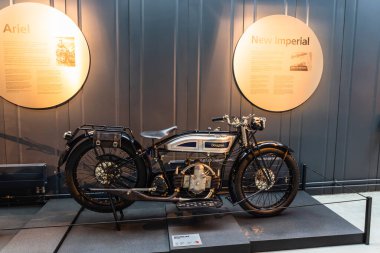 Douglas EW350 - Classic retro motorcycle. Riga motor museum. Riga, Latvia, 17 August 2022.