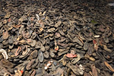 Prisoners shoes in the Auschwitz - Birkenau concentration camp. Oswiecim, Poland, 17 July 2022.