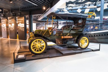 Antique retro car - Stanley Model 63 Toy Tonneau. Riga Motor Museum. Riga, Latvia, 17 August 2022.