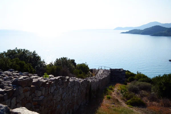 Makedonya Nın Orta Kesiminde Chalkidiki Yarımadasının Kıyısında Yer Alan Antik — Stok fotoğraf