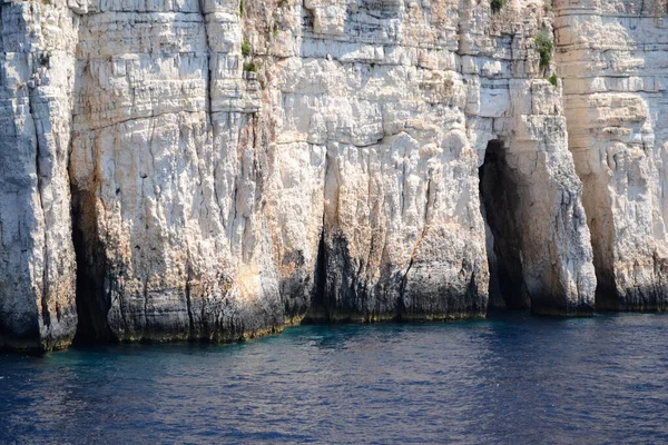 Blaue Höhlen Ufer Der Insel Paxos Vom Meer Aus Gesehen — Stockfoto