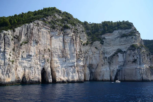 Blick Auf Die Blaue Höhle Auf Der Insel Paxos Griechenland — Stockfoto
