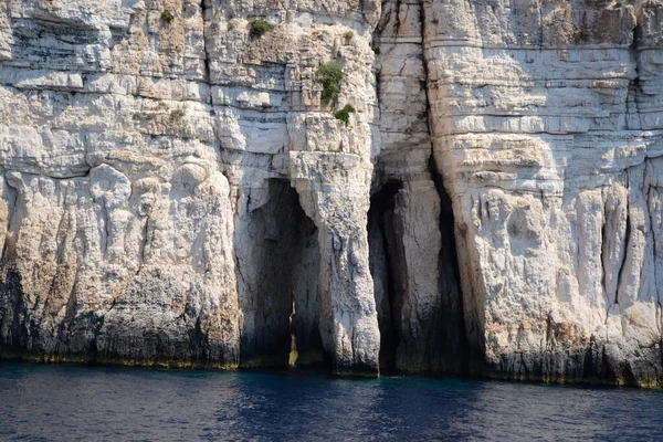 Foto Einiger Einträge Blauen Höhlen Paxos Griechenland — Stockfoto