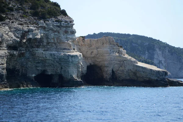 Blick Auf Die Blauen Höhlen Auf Der Insel Paxos Ionisches — Stockfoto