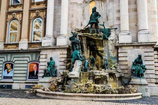 Budapest Ungheria Novembre 2019 Fontana Mathias Gruppo Monumentale Fontane Nel — Foto Stock