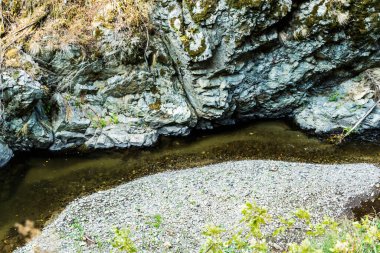 Almajului dağlarındaki Rudarica nehri, güzel bir manzara, su değirmenleri alanı. Rudaria, Eftimie Murgu, Romanya.