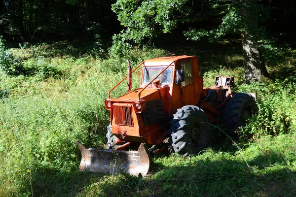 Tractor Utilizado Bosque Para Derribar Madera Montaña — Foto de Stock
