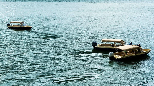 Казанеле Дунарий Румыния Сентября 2019 Лодки Реке Дунай Казанеле Дунарий — стоковое фото
