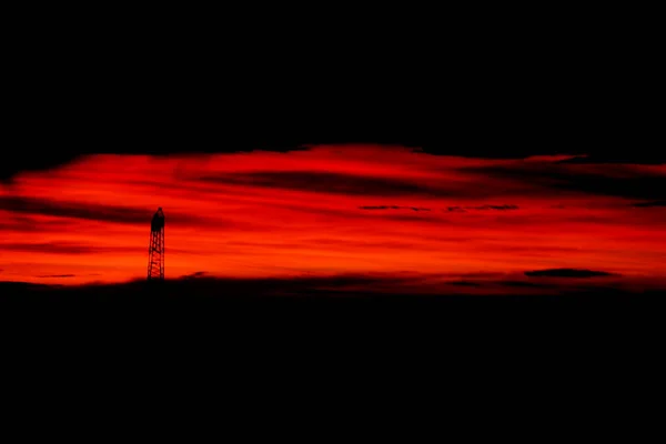 Hermoso Paisaje Puesta Sol Color Rojo Con Nubes — Foto de Stock